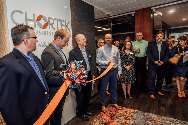 Chortek Summer 2019 Open House - our ribbon cutting with guests and the WCBA