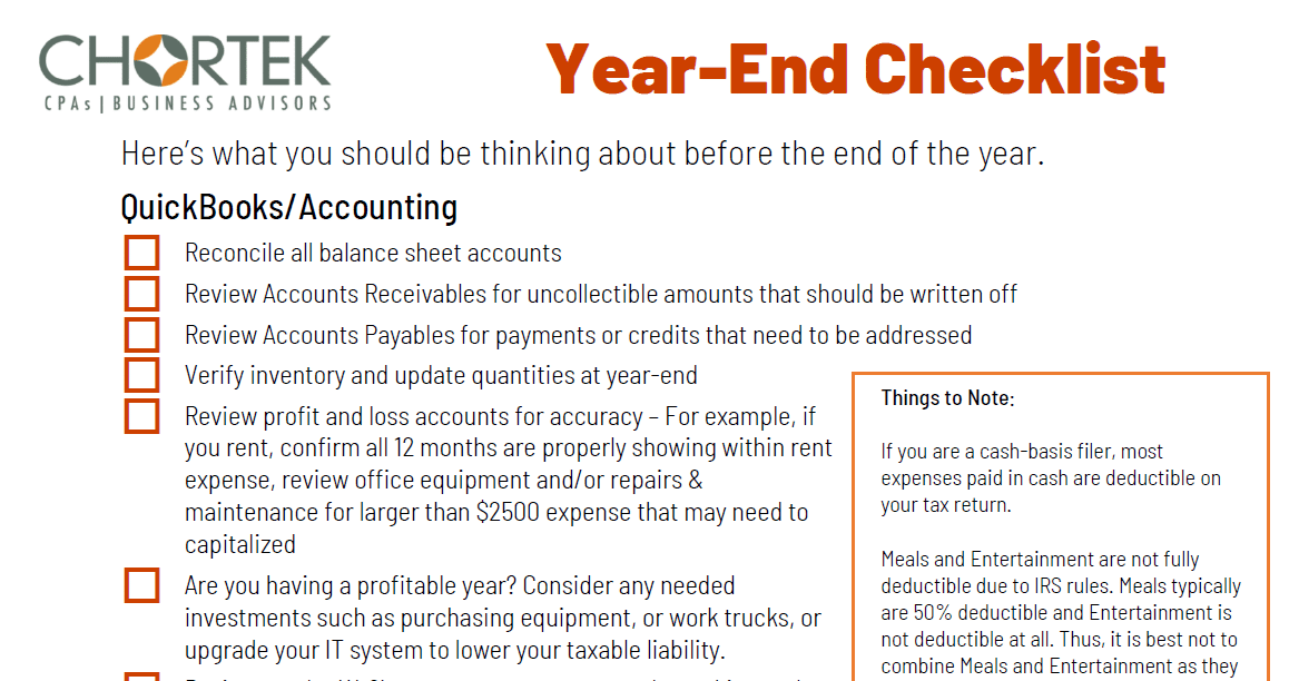 QuickBooks Year-End Checklist Preview document