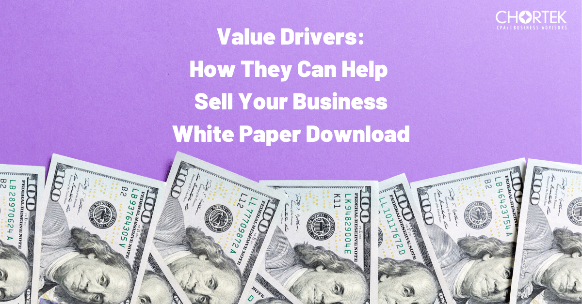 Value Drivers - Succession Planning White Paper - Image of $100 bills with text