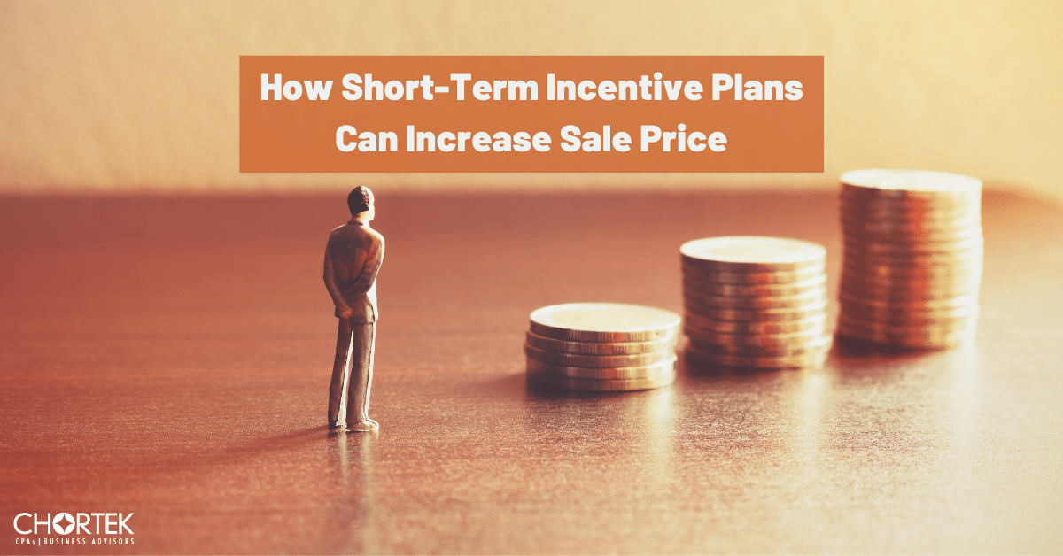 How Short-Term Incentive Plans Can Increase Sale Price - Photo of a miniature figure standing in front of three stacks of coins