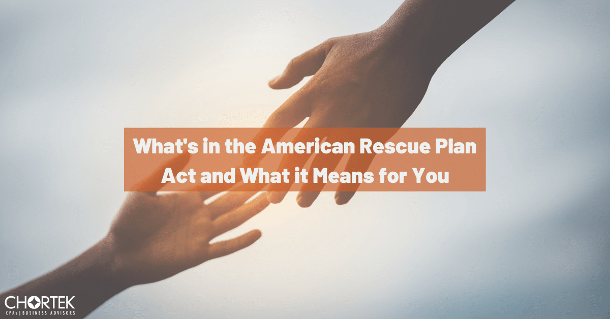 What's in the American Rescue Plan Act and What it Means For You - Image of two hands reaching for each other