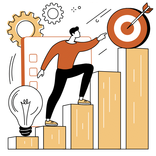 Illustration abstractly representing how our services help manufacturers reach their goals.