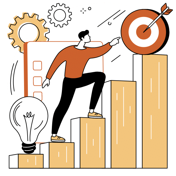 Illustration abstractly representing how our services help manufacturers reach their goals.